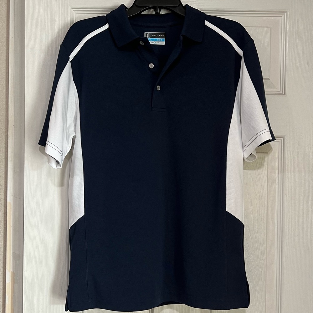 PGA TOUR Men's Airflux Solid Mesh Short Sleeve Golf Polo Shirt